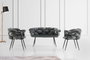 Hanah Home Juego de sofás Balon - 2136 en terciopelo gris oscuro y negro